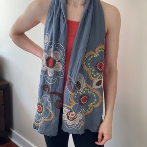 Johnny Was Embroidered  Scarf